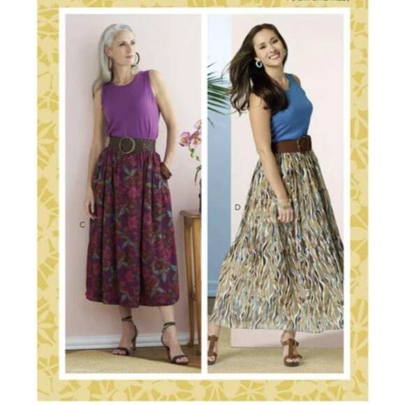 Butterick Maxi Midi Skirt Sewing Pattern Elastic Waist Boho L-XXL - Picture 1 of 9